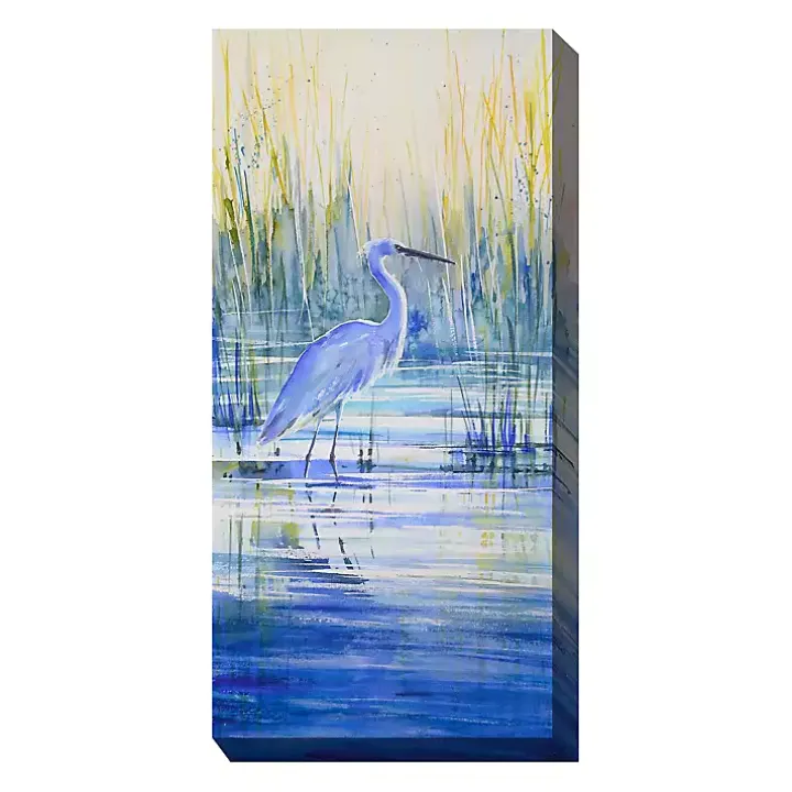 Blue Crane Outdoor Canvas Art Print, 24x48 in.