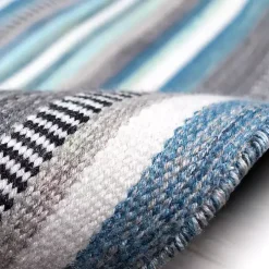 Blue Dhurri Stripe Indoor/Outdoor Area Rug, 7x9