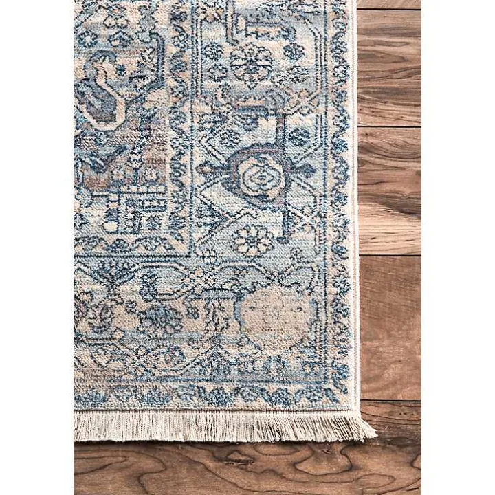 Blue Eli Medallion Fringe Area Rug, 5x8