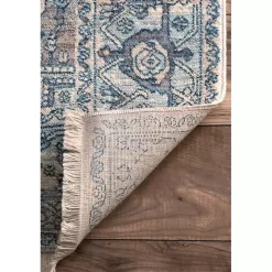 Blue Eli Medallion Fringe Area Rug, 8x10