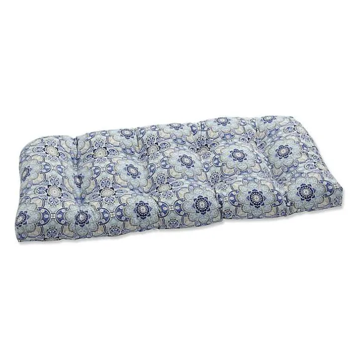 Blue Emilia Tufted Outdoor Loveseat Cushion