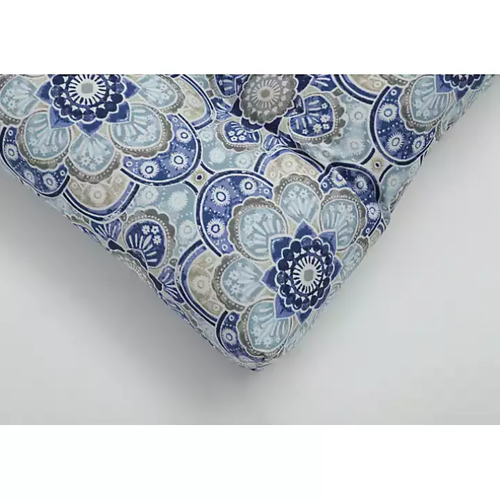 Blue Emilia Tufted Outdoor Loveseat Cushion