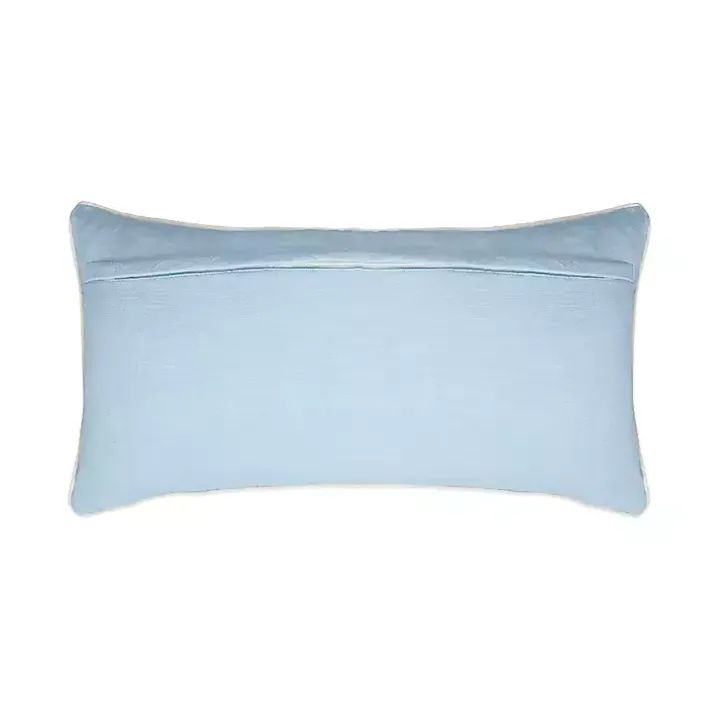 Blue Family Floral Embroidered Lumbar Pillow