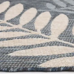 Blue Fern Leaves Indoor/Outdoor Area Rug, 5x7