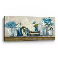 Blue Floral Desk Giclee Canvas Print, 60x30 in.