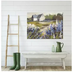 Blue Floral Meadow Outdoor Canvas Art Print