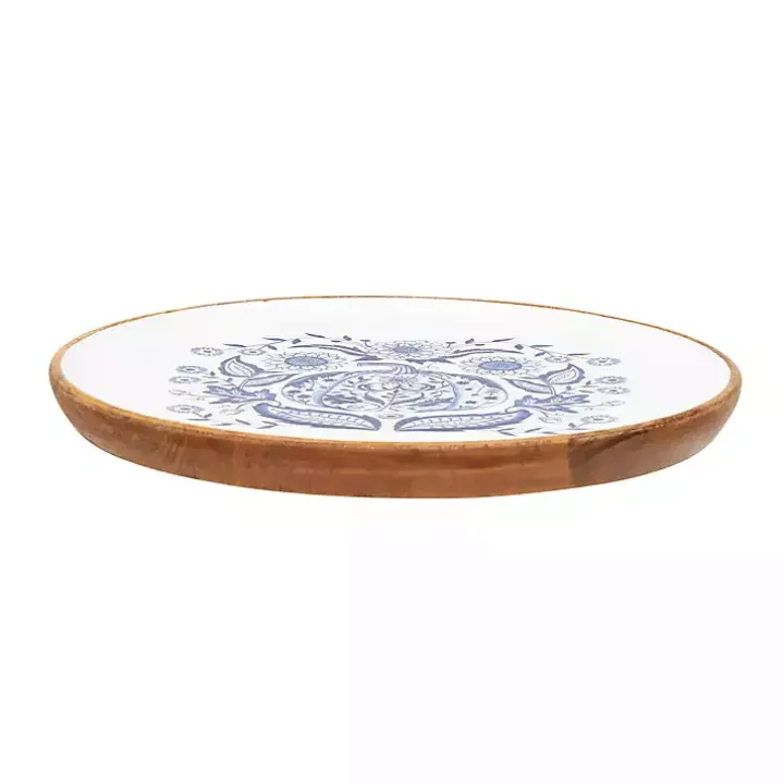Blue Floral Pumpkin Serving Tray