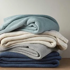 Blue Full/Queen Rylan Knit Blanket