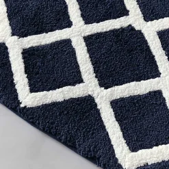 Blue Geometric Pattern Reversible Bath Mat, 34 in.