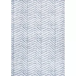 Blue Geometric Pattern Washable Area Rug, 5x8