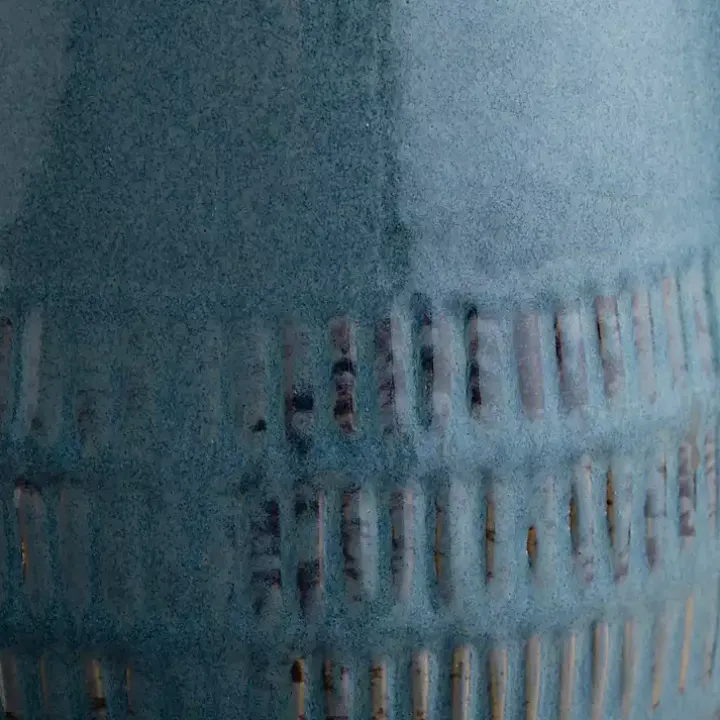 Blue Glazed Ceramic Vases, Set of 2