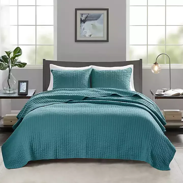 Blue Jaxson 3-pc. Reversible King Coverlet Set