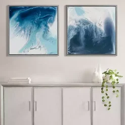 Blue Lagoon Framed Canvas Art Prints, Set of 2