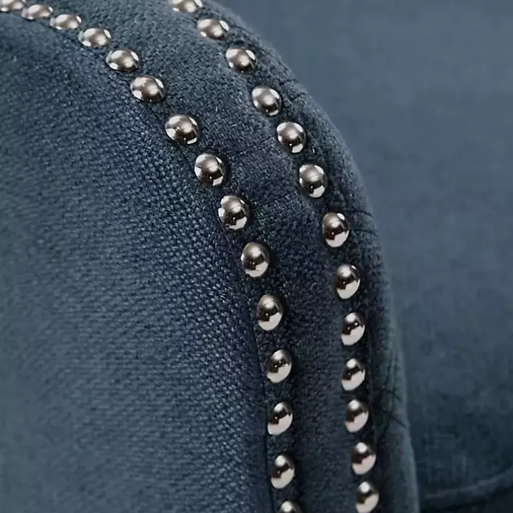 Blue Lanea Quilted Accent Chair with Silver Studs