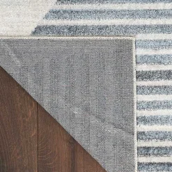 Blue Linear Geometric Washable Runner, 2x10