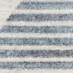 Blue Linear Geometric Washable Accent Rug, 2x4