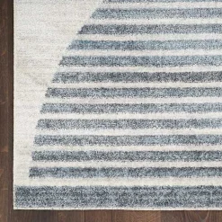 Blue Linear Geometric Washable Area Rug, 6x9