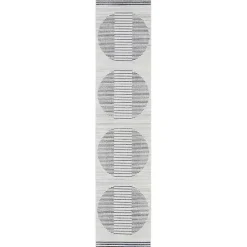 Blue Linear Sphere Washable Runner, 2x10