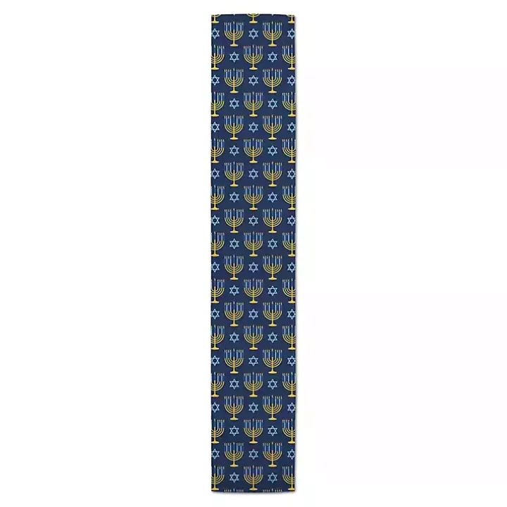 Blue Menorah Table Runner, 90 in.