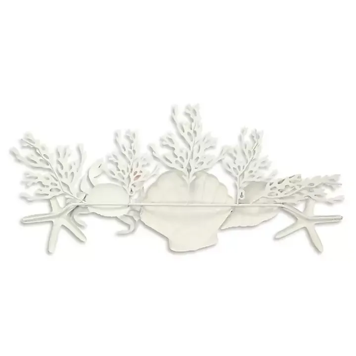 Blue Metal Coral and Shell Wall Plaque
