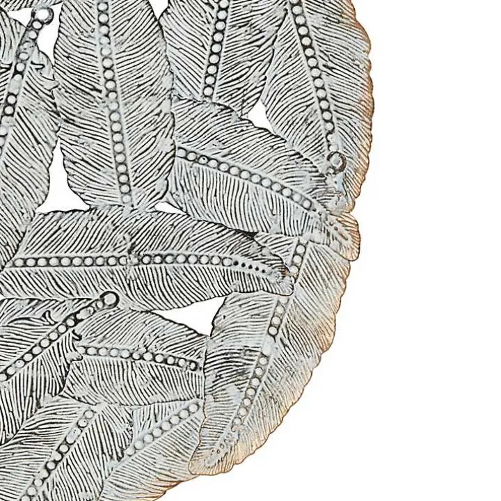 Blue Metal Feather Round Wall Plaques, Set of 3