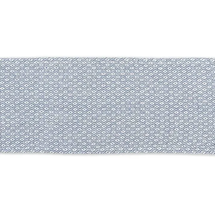 Blue Mini Diamond Fringe End Table Runner, 108 in.