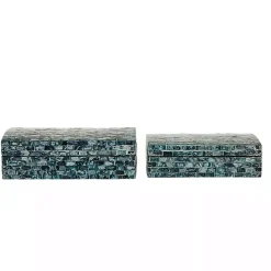 Blue Mother of Pearl Coastal Boxes, Set of 2