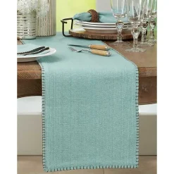 Blue Overcast Stitch Cotton Table Runner