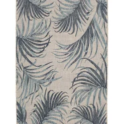 Blue Palm Fronds Lava Indoor/Outdoor Area Rug, 5x7