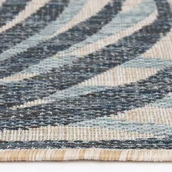 Blue Palm Fronds Lava Indoor/Outdoor Area Rug, 5x7