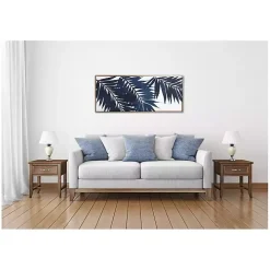 Blue Palms Framed Canvas Art Print