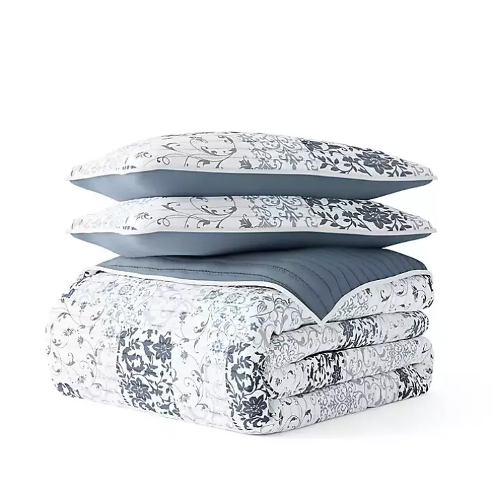 Blue Patchwork Reversible 2-pc. Twin Quilt Set
