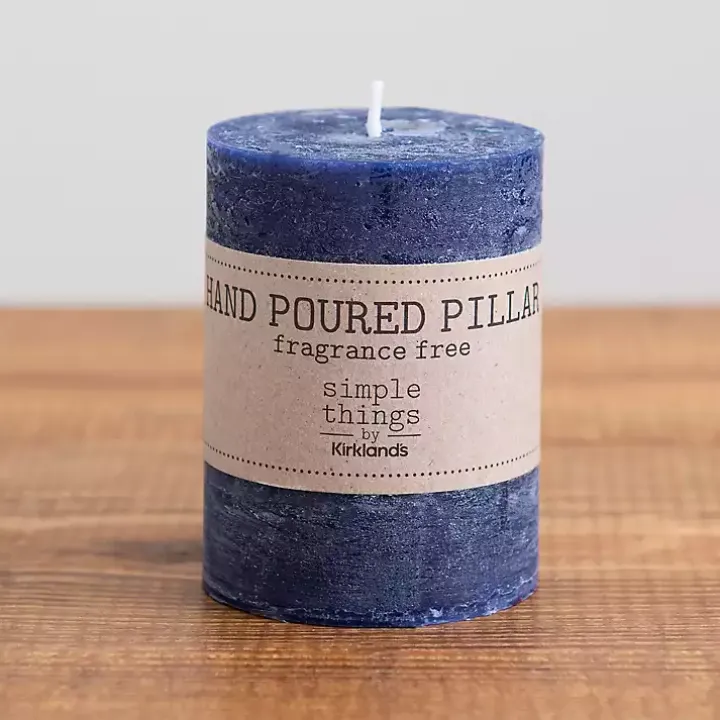 Blue Pillar Unscented Candle, 4 in.