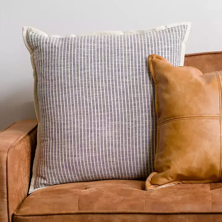 Blue Pinstripe Pillow, 22 in.