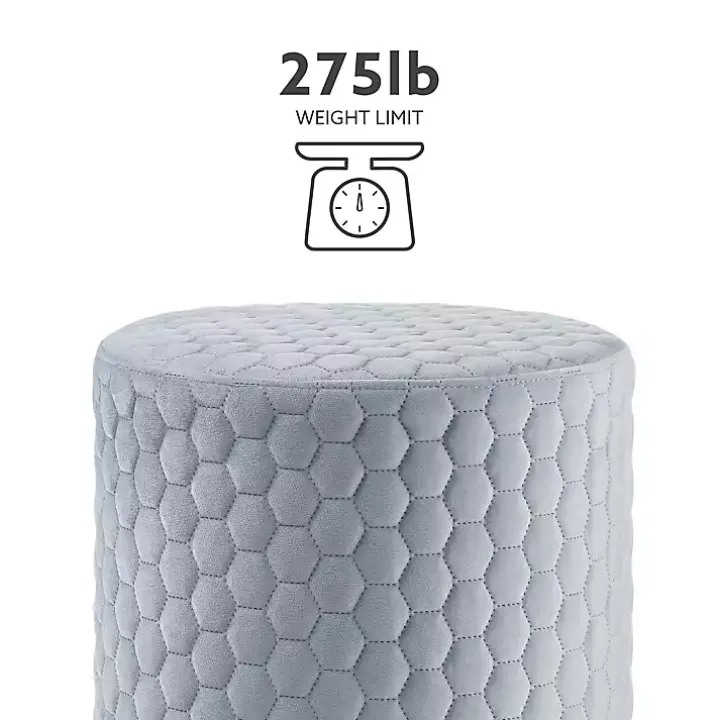 Blue Quilted Honeycomb Ottoman