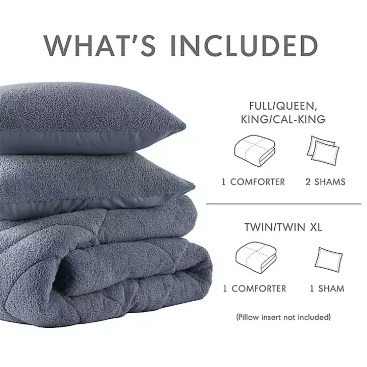 Blue Quilted Teddy 3-pc. Full/Queen Comforter Set