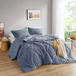 Blue Quilted Teddy 3-pc. King Comforter Set