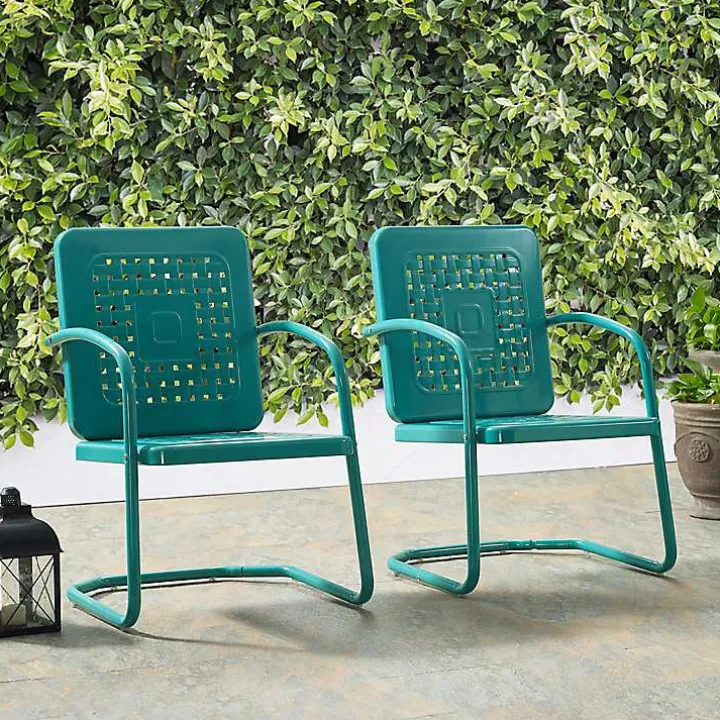 Blue Retro Basket Weave Chairs, Set of 2