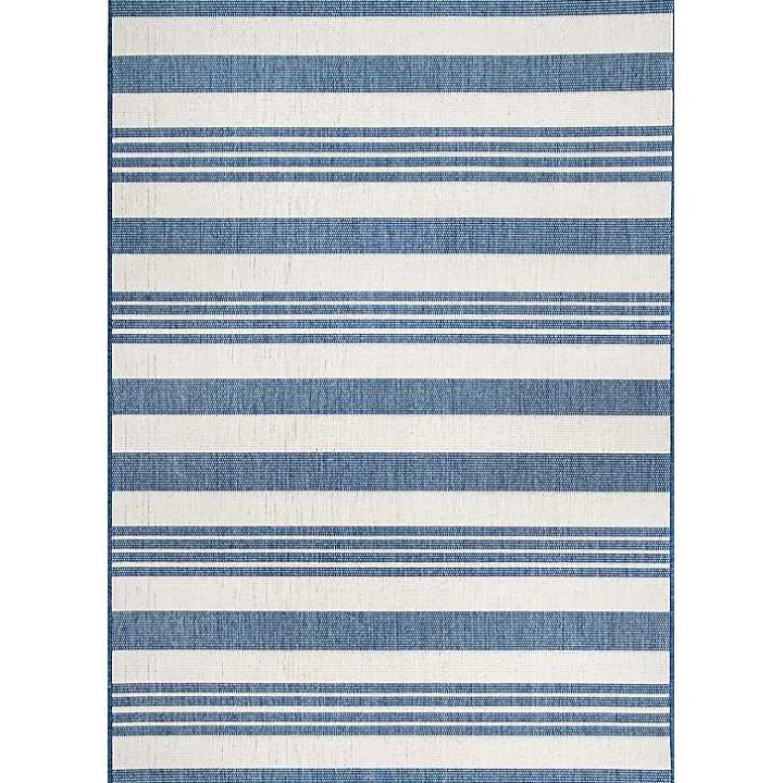 Blue Robin Stripe Outdoor Rug, 5x8