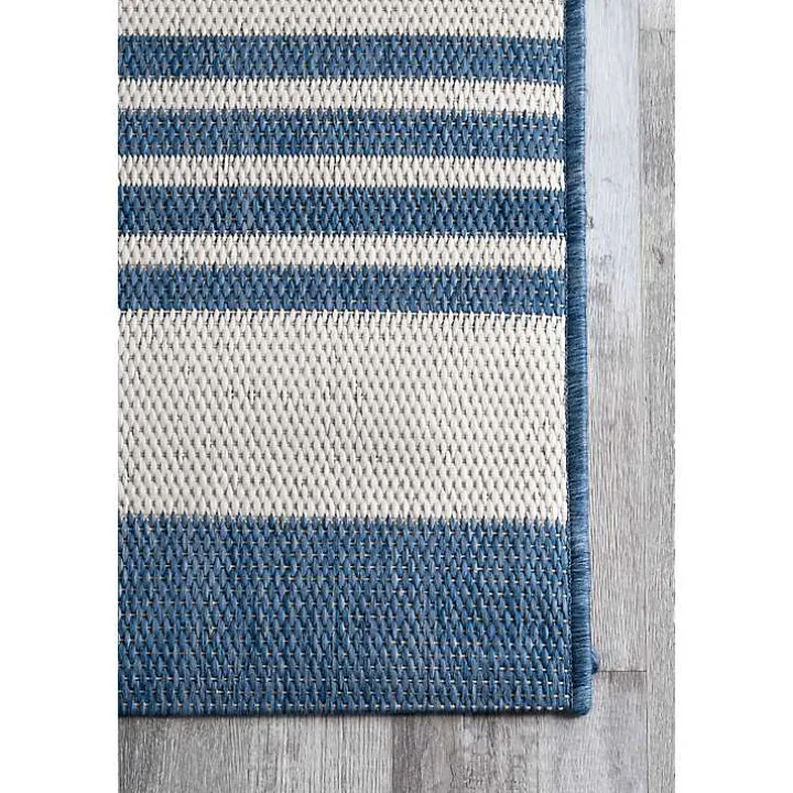 Blue Robin Stripe Outdoor Rug, 5x8