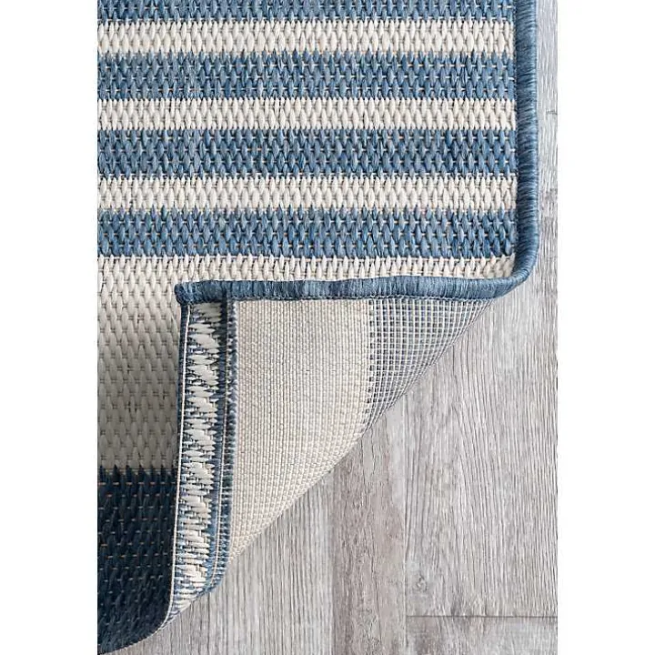 Blue Robin Stripe Outdoor Rug, 5x8