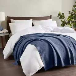 Blue Rylan Knit Throw Blanket