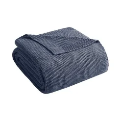 Blue Rylan Knit Throw Blanket
