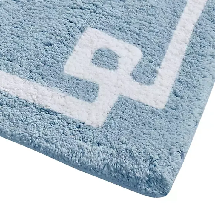 Blue Simple Trim Cotton Tufted Bath Mat, 30 in.