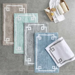 Blue Simple Trim Cotton Tufted Bath Mat, 30 in.