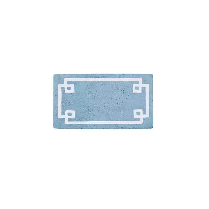 Blue Simple Trim Cotton Tufted Bath Mat, 40 in.