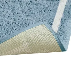 Blue Simple Trim Cotton Tufted Bath Mat, 40 in.