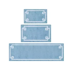Blue Simple Trim Cotton Tufted Bath Mat, 40 in.