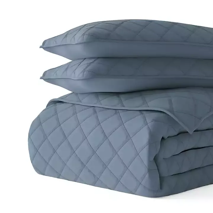 Blue Stitched Diamond 2-pc. Twin Quilt Set