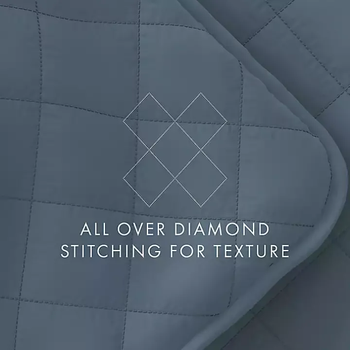 Blue Stitched Diamond 2-pc. Twin Quilt Set
